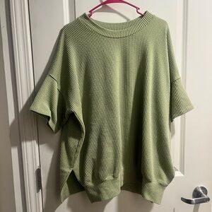 Magic Fit light Green Raised Rib Knit Top